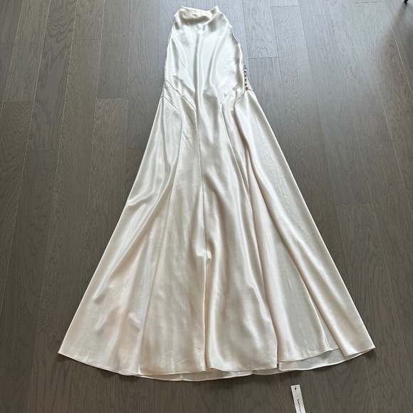 Reformation ROY Satin Wedding Dress Halter Gown - Fior Di Latte - with tags - 4 - Picture 2 of 14